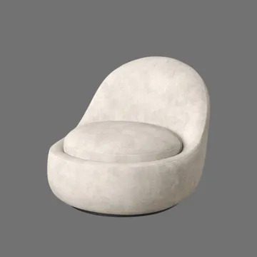 A white chair with a round seat and back.