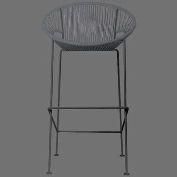 A gray stool with a black frame and seat.